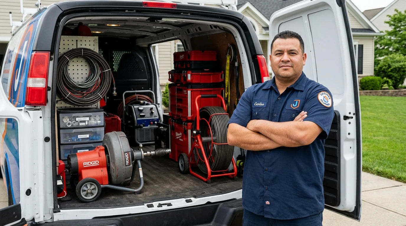 Professional drain cleaning equipment and Johns Plumbing LLC plumber in Hooper Bay