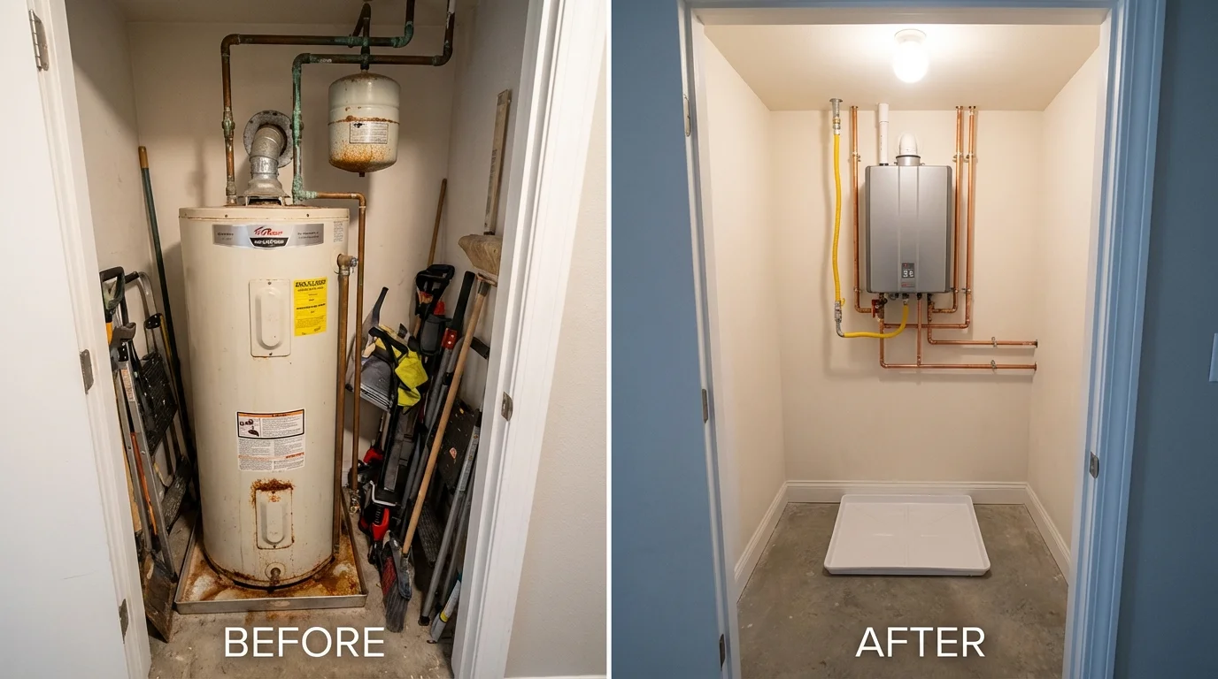 Tank water heater versus wall-mounted tankless unit comparison for Hooper Bay, AK homeowners